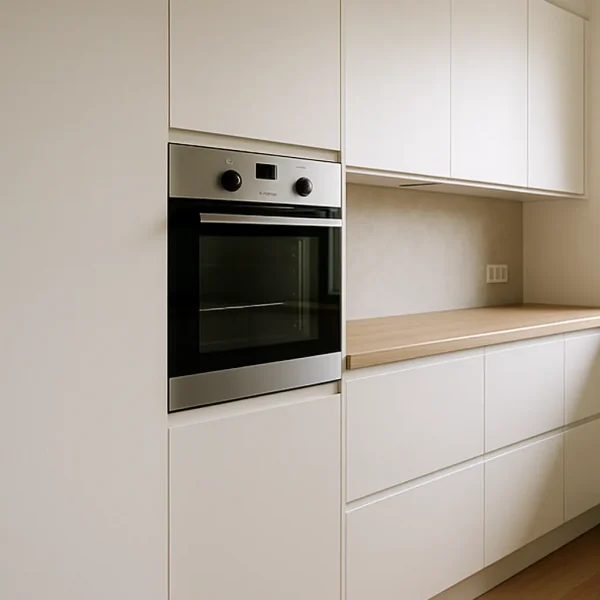 installation-ugn-spis-taby Installerad ugn och spis i modernt kök i Täby – trygg elinstallation av vitvaror i hemmet.